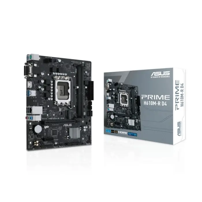 Asus MB H610M-R D4-SI, S.1700, Intel H610, DDR4/3200, PCIe 4.0, G-LAN, VGA/HDMI/DVI-D, mATX, 65226