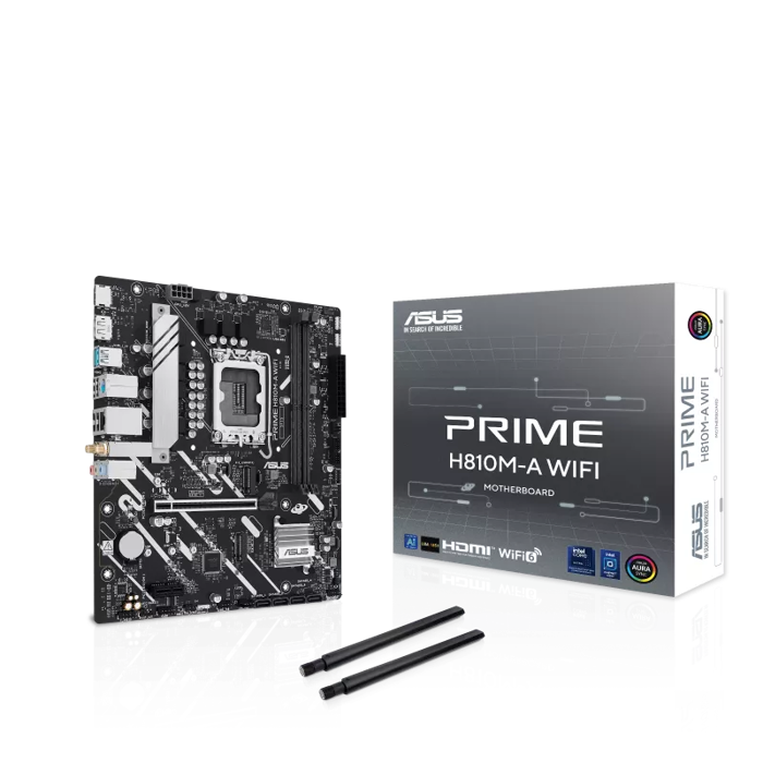 Asus MB Prime H810M-A WIFI, S.1851, 2xDDR5/6400(OC), PCIe 4.0, G-LAN, HDMI/DP, WiFi, mATX, 76193