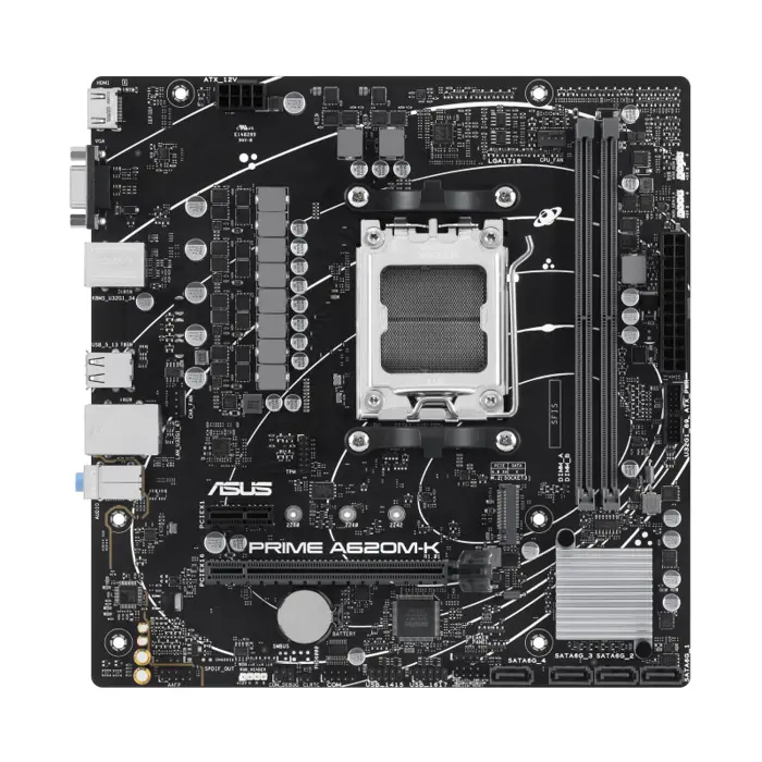 Asus PRIME A620M-K, S. AM5, 2× DDR5-7200MHz (OC), PCIe 4.0,VGA/HDMI mATX
