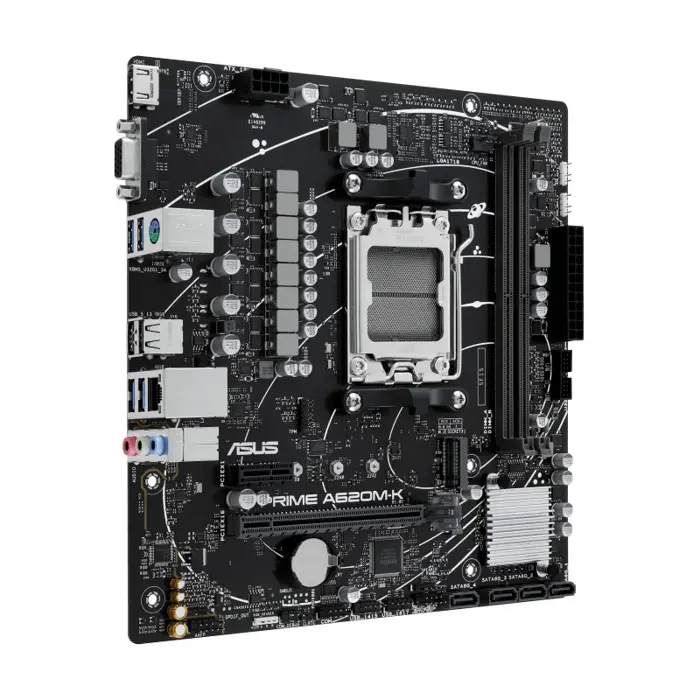 Asus PRIME A620M-K, S. AM5, 2× DDR5-7200MHz (OC), PCIe 4.0,VGA/HDMI mATX