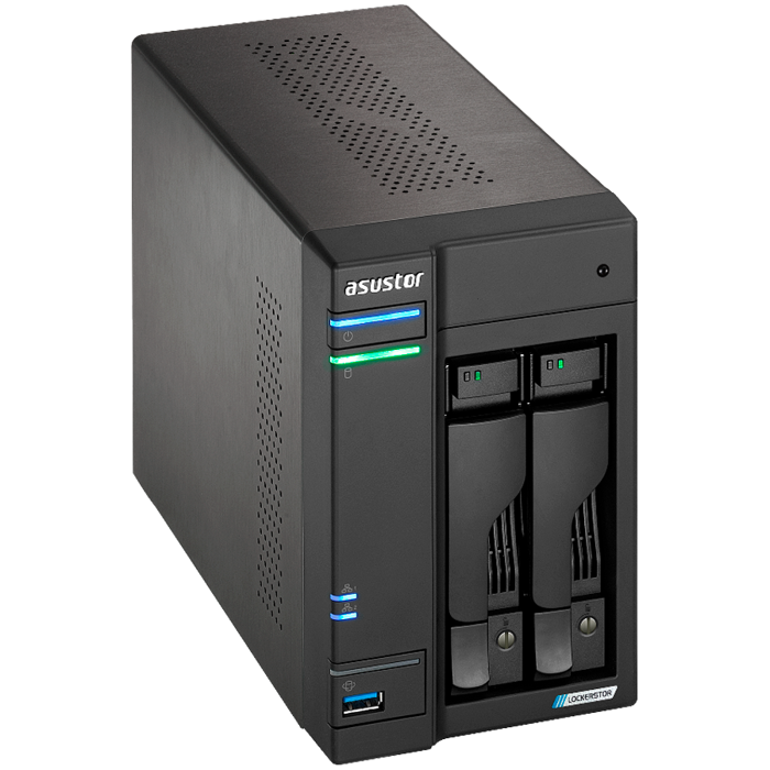 ASUSTOR NAS Lockerstor2 Gen2+ 2x 3.5" 4x M.2 cache 2x 10Gbe Celeron QuadCore N5105 2.9GHz 4GB single PSU desktop, AS6702TV2