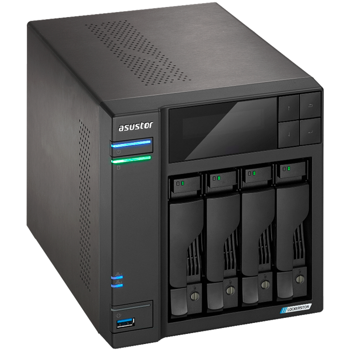 ASUSTOR NAS Lockerstor4 Gen2+ 4x 3.5" 4x M.2 cache 2x 10Gbe Celeron QuadCore N5105 2.9GHz 4GB single PSU desktop, AS6704TV2