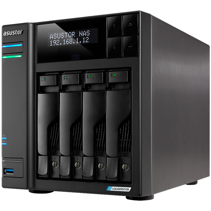 ASUSTOR NAS Lockerstor4 Gen2+ 4x 3.5" 4x M.2 cache 2x 10Gbe Celeron QuadCore N5105 2.9GHz 4GB single PSU desktop, AS6704TV2
