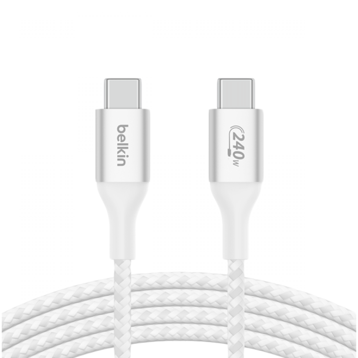 BELKIN 240w USB-C to USB-C Cable, 2M, White, CAB015BT2MWH