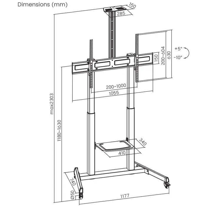 BIT FORCE nagibni podni stalak za TV GUARD FS-100-T, 75513