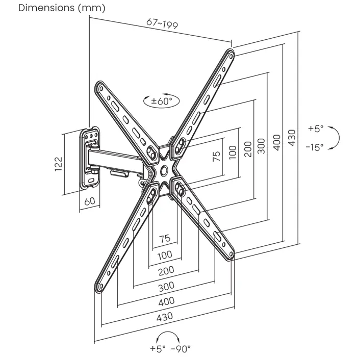 BIT FORCE nagibno-okretni nosač za TV SHIELD WM-55-FM, 75502