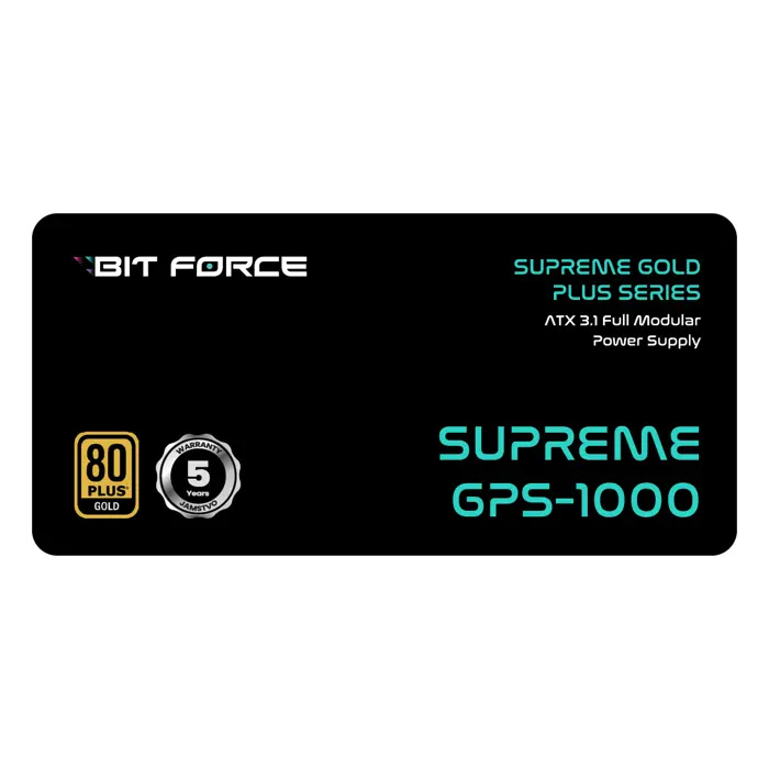 BIT FORCE napajanje 1000W 80+ GOLD SUPREME GPS-1000, modularno, ATX 3.1, PCI-E 5.1, FDB, 76226