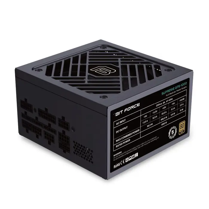 BIT FORCE napajanje 1000W 80+ GOLD SUPREME GPS-1000, modularno, ATX 3.1, PCI-E 5.1, FDB, 76226