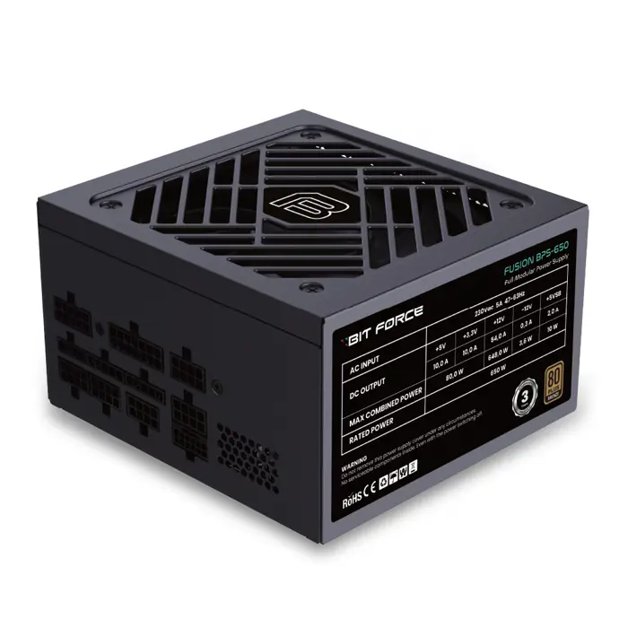 BIT FORCE napajanje 650W 80+ BRONZE FUSION BPS-650, modularno, ATX 3.1, PCI-E 5.1, 76219