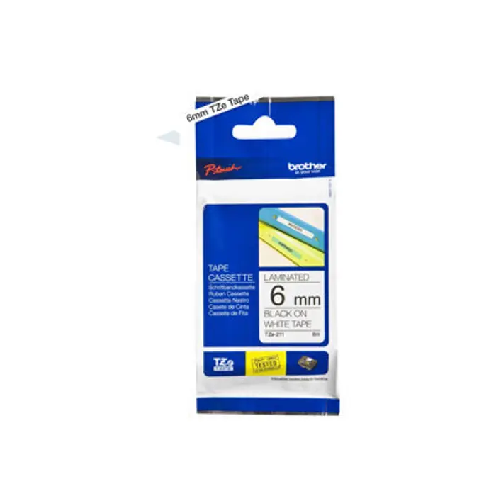 BROTHER TZE211 tape black/white 6mm 8m