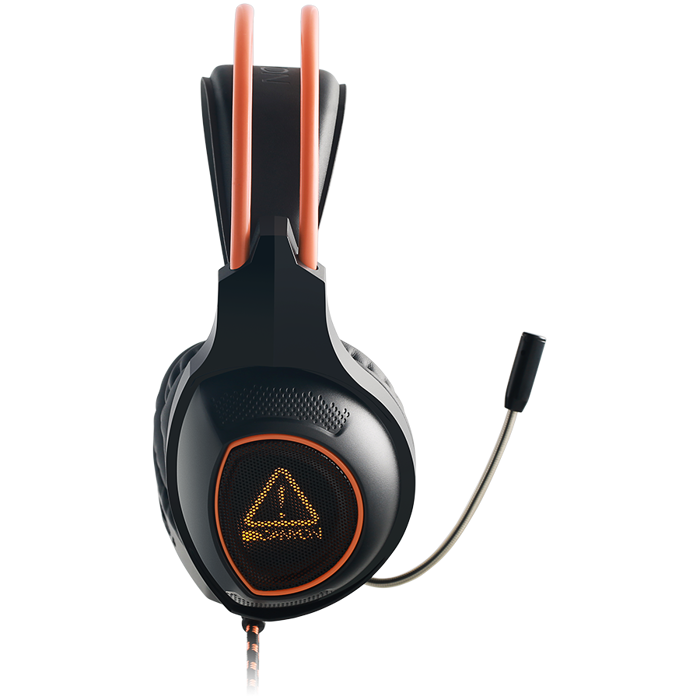 CANYON Nightfall GH-7, Gaming headset with 7.1 USB connector, adjustable volume control, orange LED backlight, cable length 2m, Black, 182*90*231mm, 0.336kg