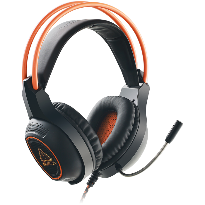CANYON Nightfall GH-7, Gaming headset with 7.1 USB connector, adjustable volume control, orange LED backlight, cable length 2m, Black, 182*90*231mm, 0.336kg