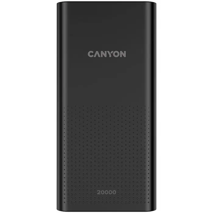 CANYON PB-2001, Power bank 20000mAh Li-poly battery, Input 5V/2A , Output 5V/2.1A(Max), 144*69*28.5mm, 0.440Kg, Black