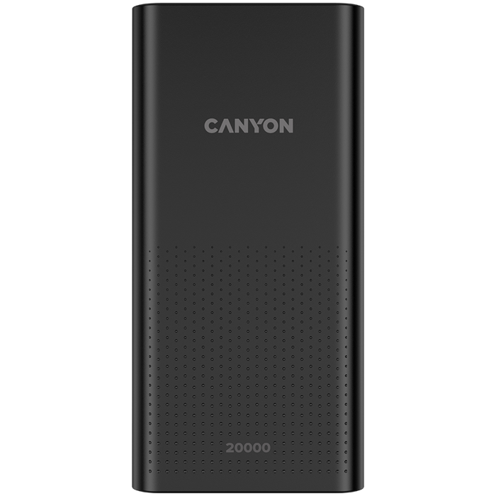 CANYON PB-2001, Power bank 20000mAh Li-poly battery, Input 5V/2A , Output 5V/2.1A(Max), 144*69*28.5mm, 0.440Kg, Black