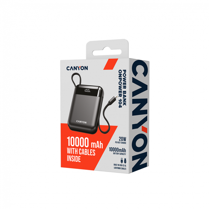 CANYON power bank OnPower 104 10000mAh Black, CNS-CPB104B