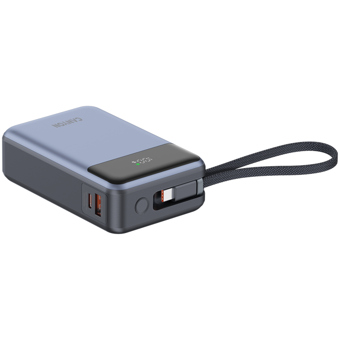 CANYON power bank OnPower 600 built-in cable 20000 mAh PD65W Dark Grey, CNS-CPB600DG