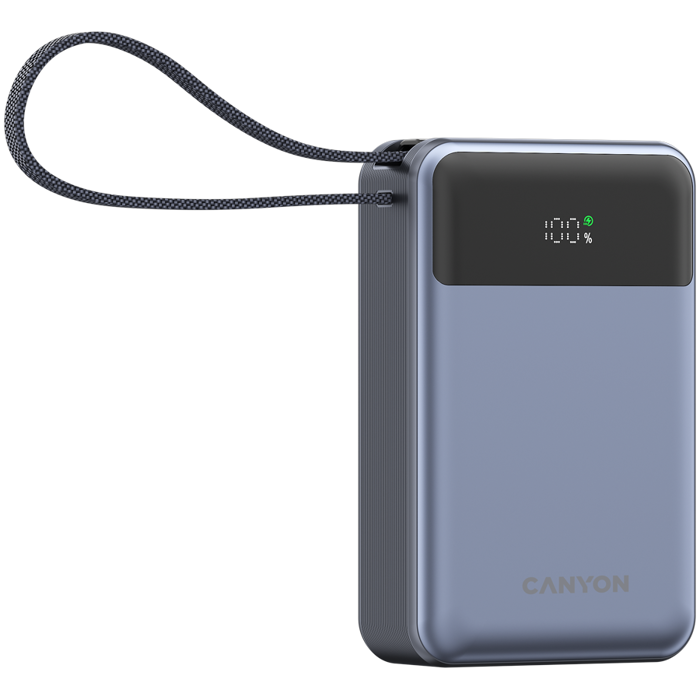 CANYON power bank OnPower 600 built-in cable 20000 mAh PD65W Dark Grey, CNS-CPB600DG