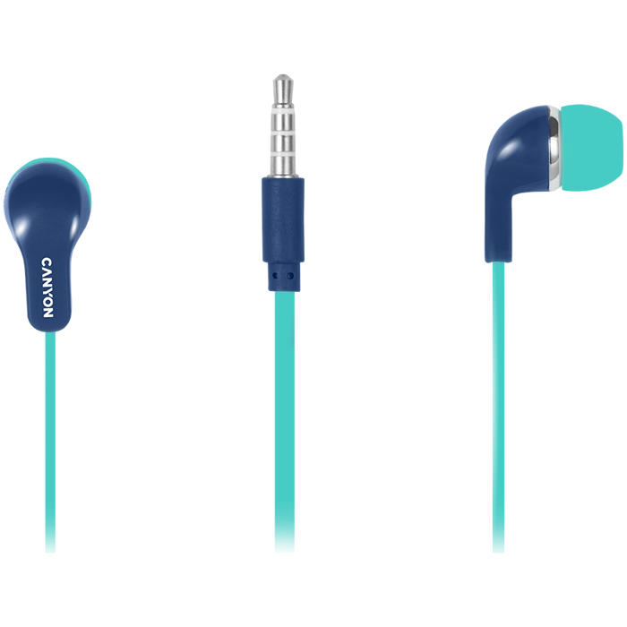 CANYON Stereo Earphones with inline microphone, Green+Blue