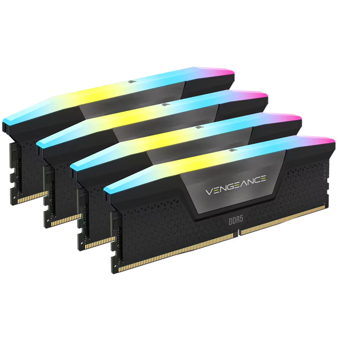 CORSAIR DDR5, 6400MT/s 64GB 4x16GB DIMM, 32-40-40-84, Std PMIC, XMP 3.0, VENGEANCE RGB DDR5 Black Heatspreader, 1.4V, CMH64GX5M4B6400C32