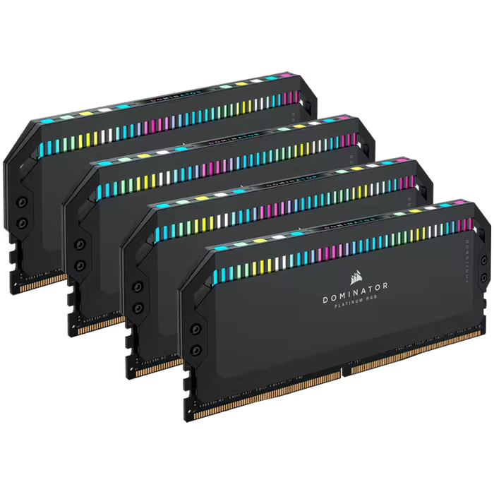 CORSAIR DDR5, 6400MT/s 64GB 4x16GB DIMM, 32-40-40-84, Std PMIC, XMP 3.0, DOMINATOR PLATINUM RGB DDR5 Black Heatspreader, 1.4V, CMT64GX5M4B6400C32