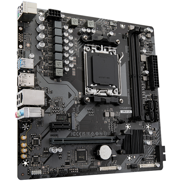 GIGABYTE Mainboard Desktop A620M H (AM5, 2xDDR5, 1xDP, 1xHDMI, GLAN, 1xPCI Express x16 PCIe 4.0, 1xPCI Express x1 sPCIe 3.0, 1xM.2, 4xSATAIII, 4xUSB3.2 Gen1, 8xUSB 2.0/1.1) mATX, A620M H