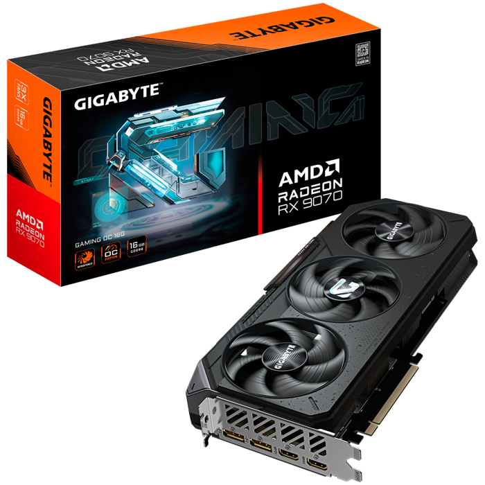 GIGABYTE Video Card AMD Radeon RX 9070 GAMING OC 16G (16GB GDDR6/256bit, PCI-E 5.0, Recommended PSU 750W, 2x 8pin Power connector, 2x DP, 2x HDMI), GV-R9070GAMING OC-16GD
