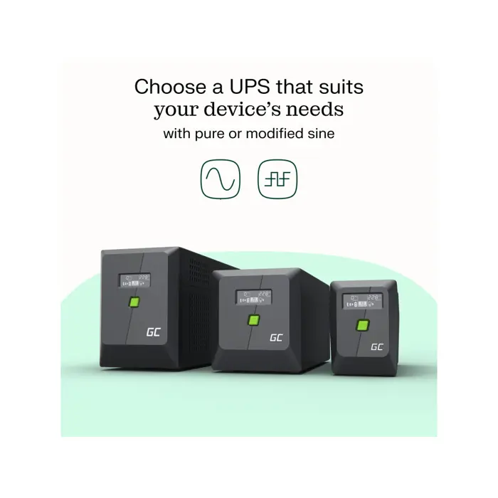 Green Cell UPS (UPSLM900) 1500VA/900W, Modified sine wave, Line Interactive AVR, LCD, 77648