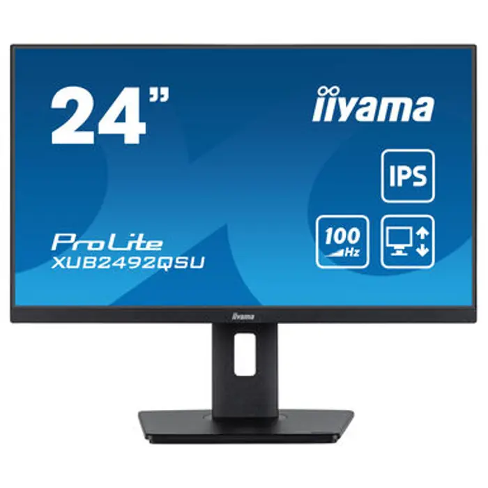 IIYAMA 24" XUB2492QSU-B1 (23.8") QHD (2560×1440) IPS, Pivot, 100Hz, 0.5ms, 300cd/m2, HDMI/DP, 3×USB3.2/USB-C, zvučnici, 74523