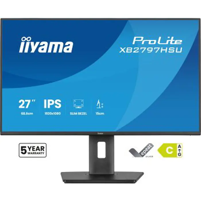 IIYAMA 27" XB2797HSU-B1 FHD (1920x1080) 120Hz, Pivot, 350cd/m2, Speakers, HDMI, DP, 1ms, USB-Ax2, USB-Cx2, 77037