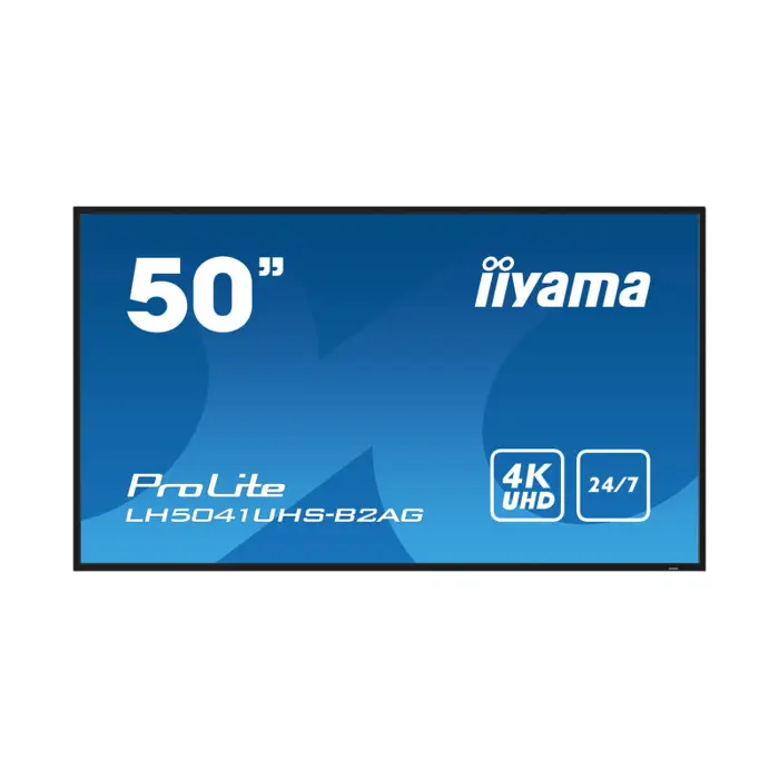 IIYAMA 50" LH5041UHS-B2AG 3840x2160, 4K UHD VA panel, 25% Haze, Landscape and Portrait mode, Speakers 2x 10W , VGA, 3x HDMI, 500cd/m2, Media Play USB Port, Control LAN / RS232C, VESA 400x400, 69254