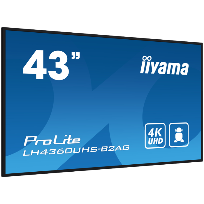 IIYAMA LFD LH4360UHS-B2AG 42.5" VA 3840 x 2160 @60Hz 500 cd/m² 5000:1 8.5ms Android 11 OS, iiSignage², FailOver, EShare landscape, portrait 3y, LH4360UHS-B2AG