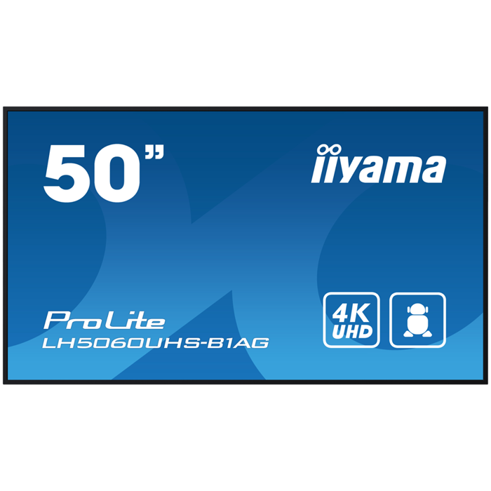 IIYAMA LFD LH5060UHS-B1AG 50" 4K UHD professional digital signage 3840x2160 16:9 500 cd/m² 1200:1 8ms Android 11 OS, iiSignage², FailOver, EShare landscape, portrait, LH5060UHS-B1AG