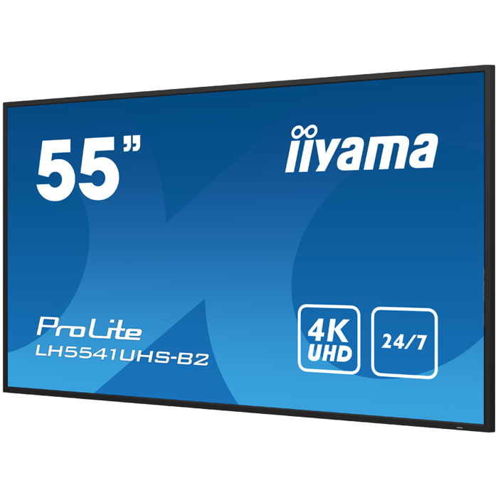 IIYAMA LFD LH5541UHS-B2 55" Professional Digital Signage display with 4K UHD resolution and 24/7 operating time 500 cd/m² 1200:1 8ms landscape, portrait, LH5541UHS-B2