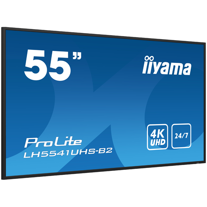 IIYAMA LFD LH5541UHS-B2 55" Professional Digital Signage display with 4K UHD resolution and 24/7 operating time 500 cd/m² 1200:1 8ms landscape, portrait, LH5541UHS-B2