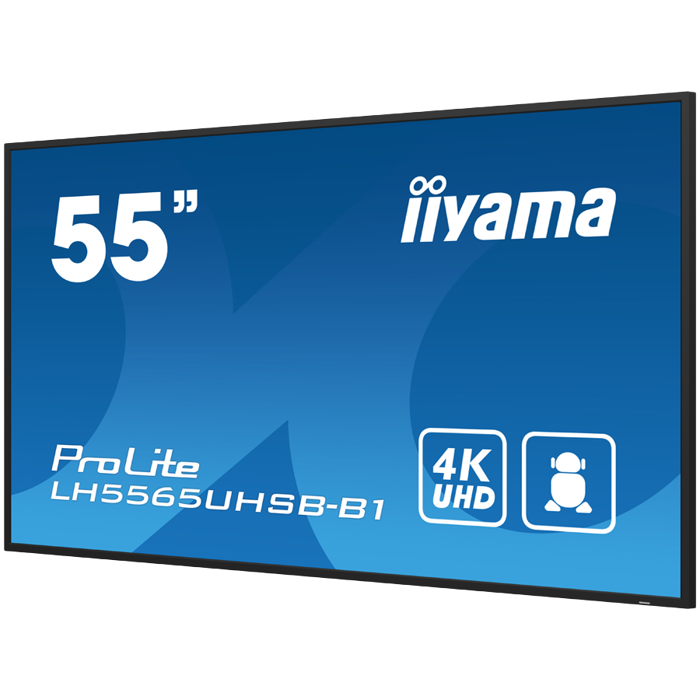 IIYAMA LFD LH5565UHSB-B1 55" Vivid-Bright Display 4K 800cd/m² 3840 x 2160 @60Hz 1200:1 8ms Android 11 OS, iiSignage2, FailOver, EShare landscape, portrait, LH5565UHSB-B1