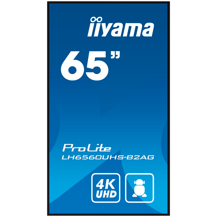 IIYAMA LFD LH6560UHS-B2AG 65 inch 4K UHD 500 cd 6.5ms Android 11 OS iiSignage 2 FailOver EShare, LH6560UHS-B2AG