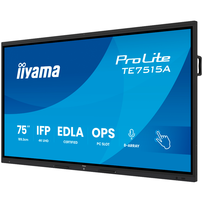 IIYAMA LFD TE7515A-B2AG Interactive Screen 75" IPS 4K 16:9 550cd 1200:1 8ms DeepContrast Touch 40pt iiWare 21E Android 14 OS, TE7515A-B2AG
