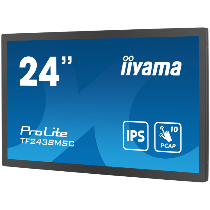 IIYAMA Monitor LED TF2438MSC-B1 TOUCH 23.8” 10pt Optical Bonded PCAP Open Frame 1920 x 1080 600cd 1000:1 5ms bonded PCAP HDMI DP USB landscape, portrait, face-up, TF2438MSC-B1