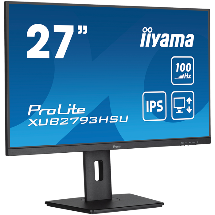 IIYAMA Monitor LED XUB2793HSU-B7 27" IPS 1920 x 1080 100Hz 16:9 300 cd/m 1ms 1300:1 HDMI DP USB HUB height, swivel, tilt, pivot (rotation both sides) 3y, XUB2793HSU-B7