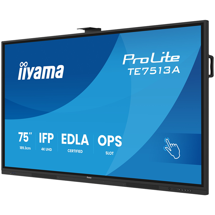 Iiyama Prolite TE7513A-B2AG 75UHD VA 3840x2160 400cd 1200:1 8ms Android 1, 8/128GB, 40-Points, VGA, HDMI 2x HDMI-out 2x USB-C, Audio mini-jack and Optical Out (S/PDIF), USB Touch Interface, Landsca,