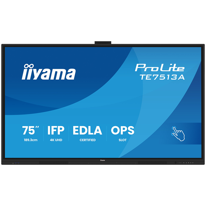 Iiyama Prolite TE7513A-B2AG 75UHD VA 3840x2160 400cd 1200:1 8ms Android 1, 8/128GB, 40-Points, VGA, HDMI 2x HDMI-out 2x USB-C, Audio mini-jack and Optical Out (S/PDIF), USB Touch Interface, Landsca,