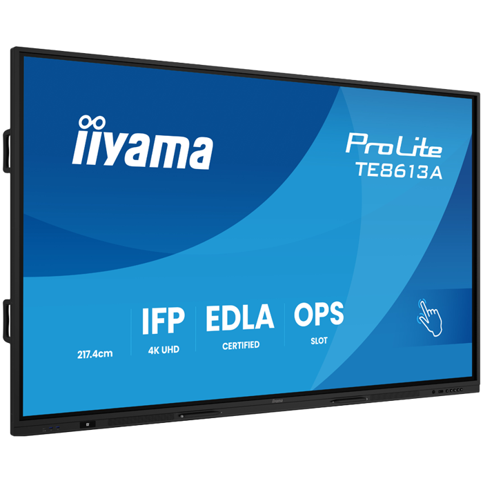 Iiyama ProLite TE8613A-B1AG - 86" Diagonal Class (85.6" iewable) LED-backlit LCD display interactive digital signage with touchscreen (multi touch) / optional slot-in PC capability 4K UHD (2160p) 3840