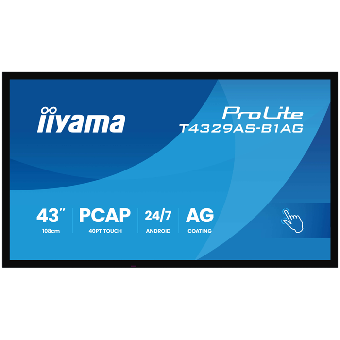 Iiyama T4329AS-B1AG, INTERACTIVE FLAT panel, 108 cm (42.5"), LED, 3840 x 2160 WI-FI, 24/7, T4329AS-B1AG