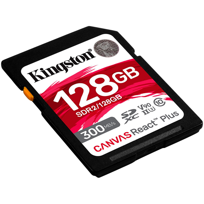 Kingston 128GB Canvas React Plus SDXC UHS-II 300R/260W U3 V90 for Full HD/4K/8K, EAN: 740617301960