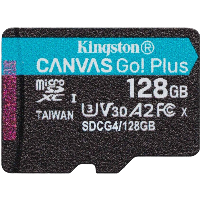 Kingston 128GB microSDXC Canvas Go Plus Gen4 200R A2 U3 Single Pack w/o ADP, SDCG4/128GBSP