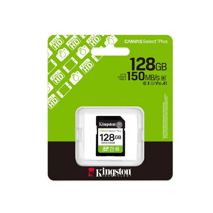 Kingston 128GB SDHC Canvas Select Plus Gen 3 150R128GB SDXC Canvas Select Plus 150R C10 UHS-I U1 V1