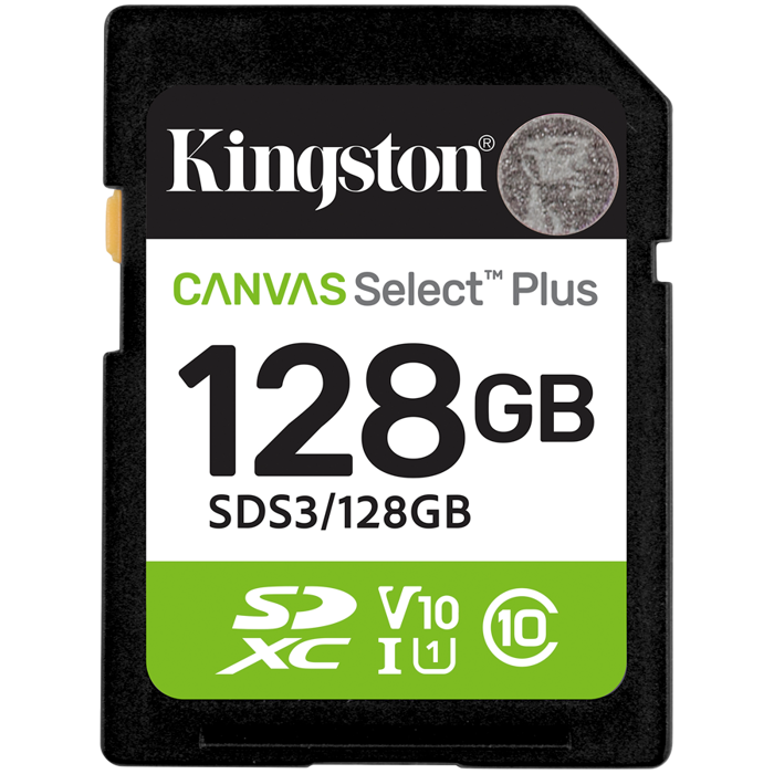 Kingston 128GB SDXC Canvas Select Plus Gen3 150MB/s C10 UHS-I U1 V10, SDS3/128GB