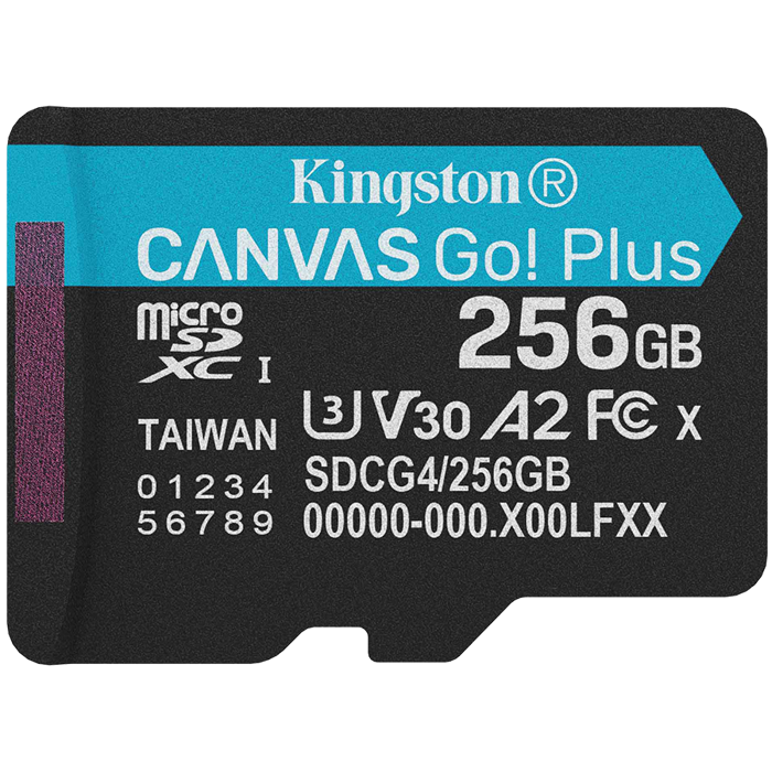 KINGSTON 256GB microSDXC Canvas Go Plus Gen4 200R A2 U3 Single Pack w/o ADP, SDCG4/256GBSP