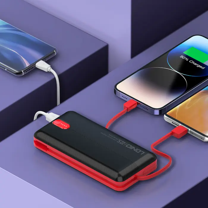 LDNIO POWER BANK 20000mAh 22,5W 5V 3A 2 PORT (2A) + 2 CABLE (1C1L) PQ24