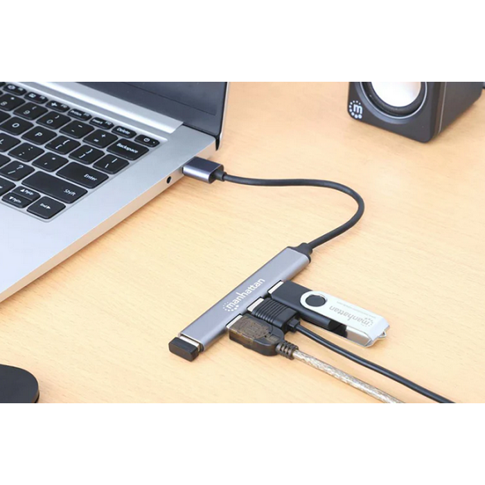 Manhattan Hub 4-Port, 1xUSB 3.0, 3xUSB2.0, sivi, 168427
